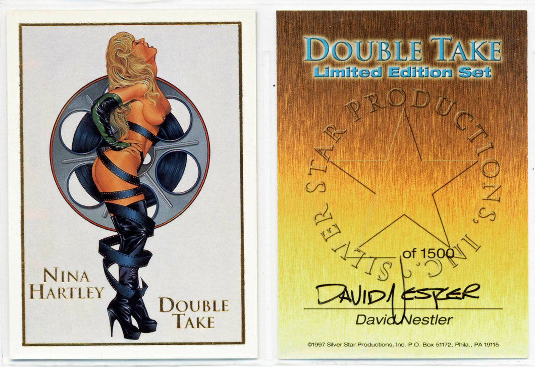 Double Take - Nina Hartley card - Signed by artist David Nestler