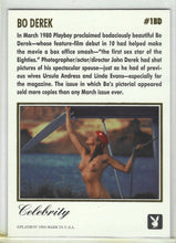 Load image into Gallery viewer, Playboy February Edition Celebrity Bo Derek Gold Foil Card #1BD
