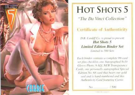 Hot Shots - series 5 - Carrie binder certificate of authenticity card