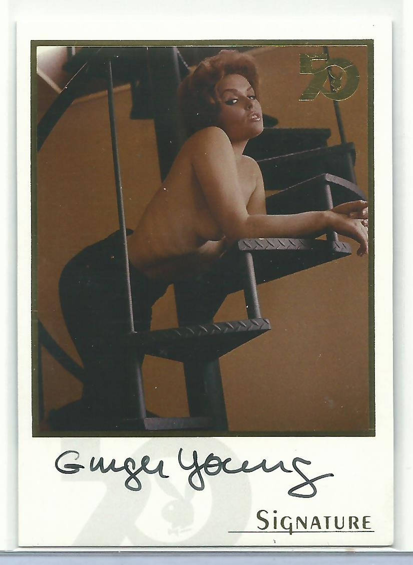 Playboy 50th Anniversary Ginger Young Gold Foil Autograph Card