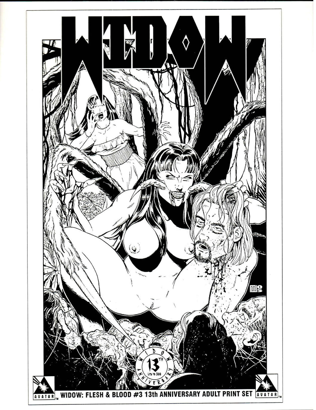 Widow: Flesh & Blood #3 - signed adult comic with art print [Ground Zero Comics 1993] excellent condition