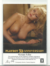 Load image into Gallery viewer, Playboy 50th Anniversary Victoria Fuller Gold Foil Autograph Card
