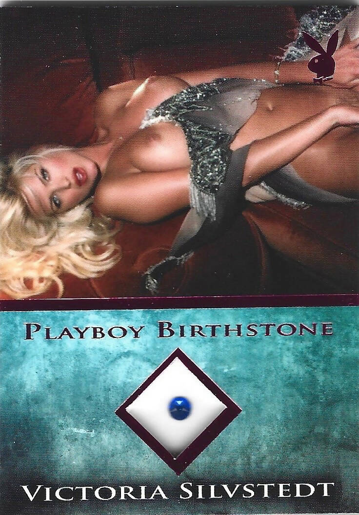 Playboy's Bare Assets Victoria Silvstedt Pink Foil Birthstone Card