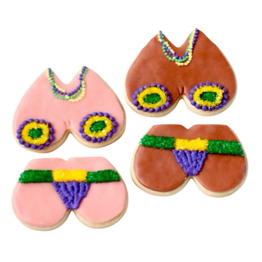 Mardi Gras Bra and Panty Cookie Set