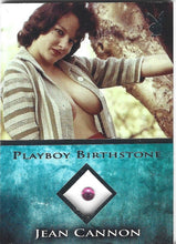 Load image into Gallery viewer, Playboy&#39;s Bare Assets Jean Cannon Platinum Foil Birthstone Card
