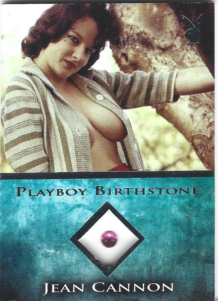 Playboy's Bare Assets Jean Cannon Platinum Foil Birthstone Card