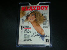 Load image into Gallery viewer, Playboy September Edition Kathy Shower PMOY Promo Auto Card
